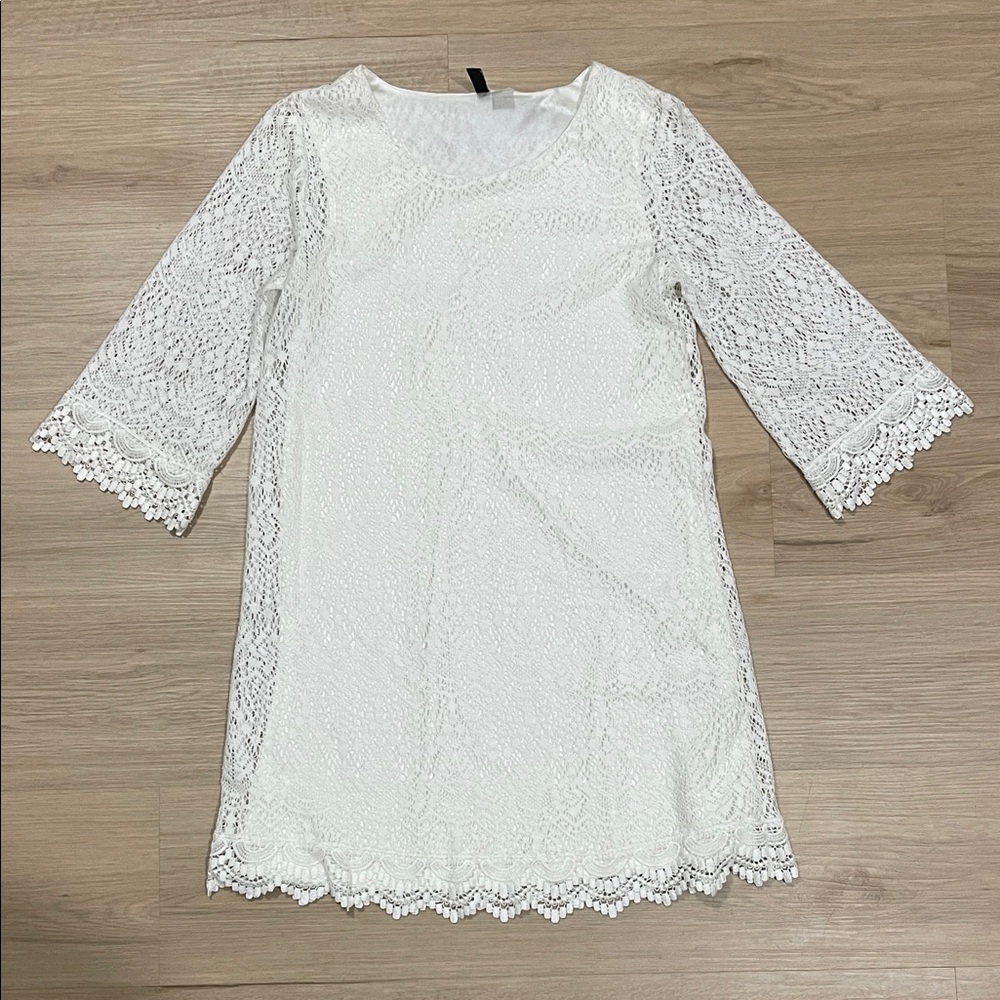 Divided Ivory Lace Mini Dress